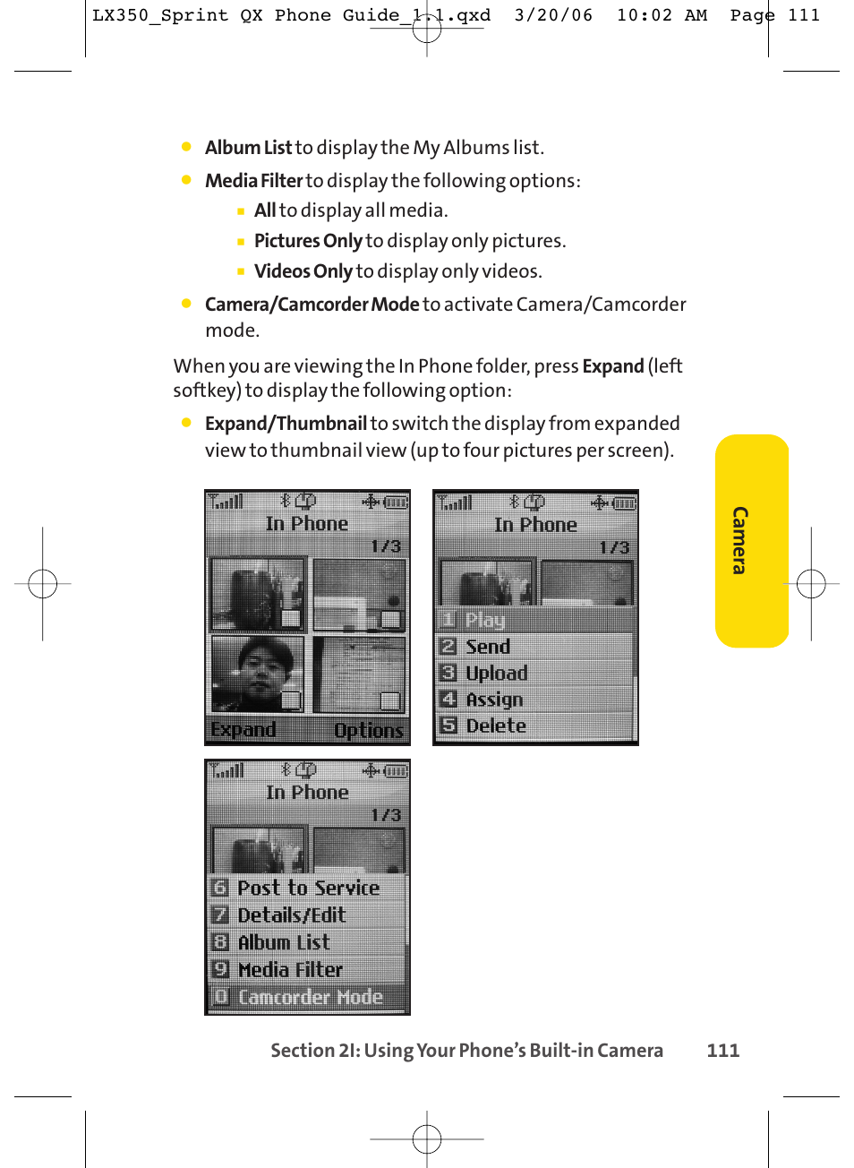 Ca m er a | LG LGLX350 User Manual | Page 126 / 219