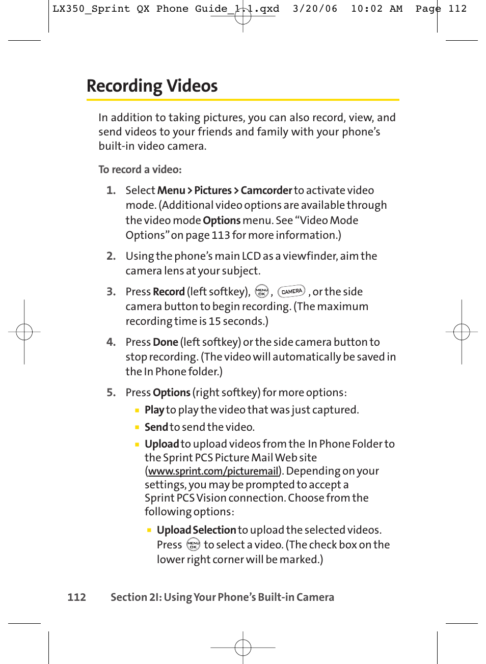 Recording videos | LG LGLX350 User Manual | Page 127 / 219