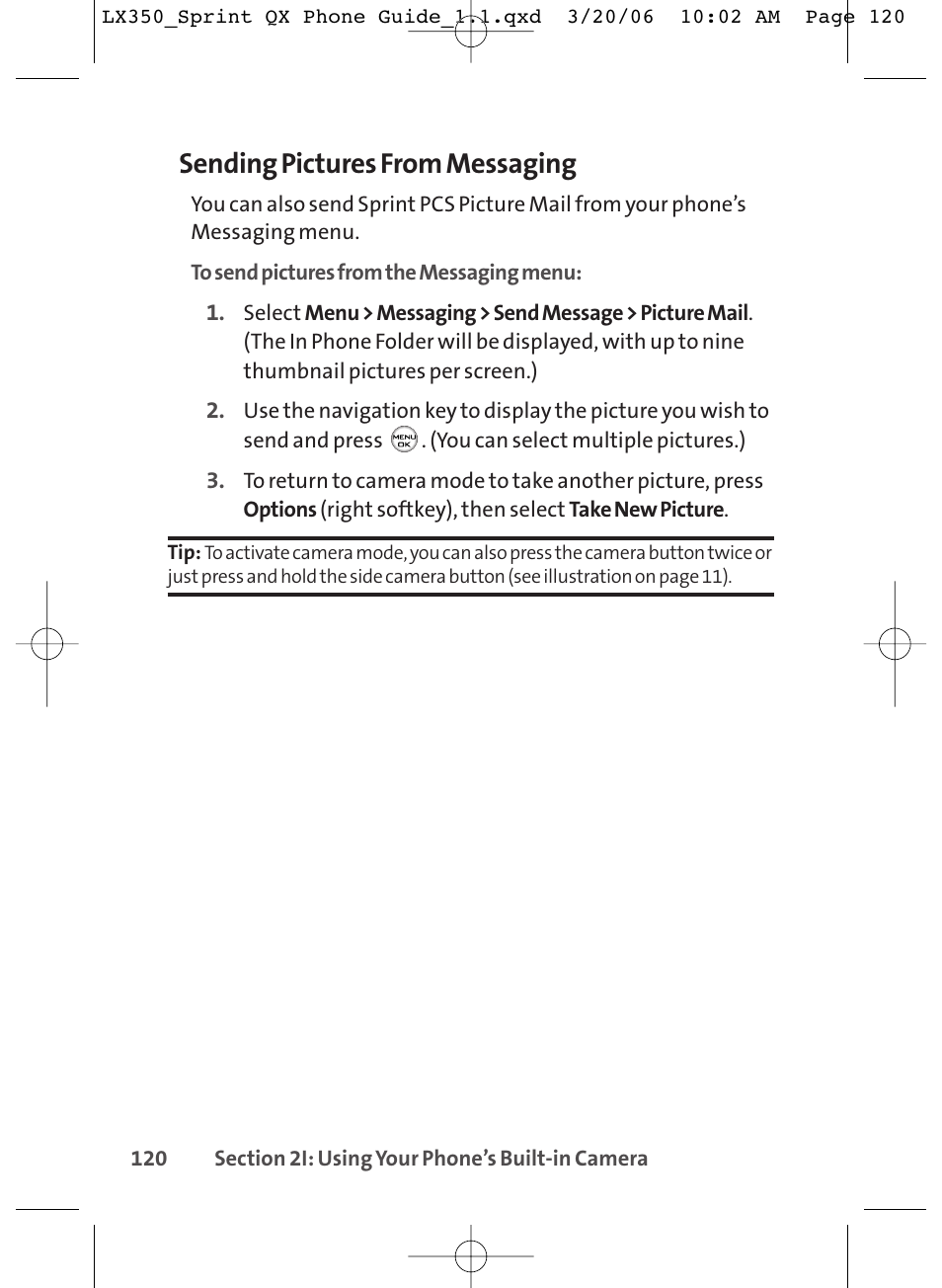 Sending pictures from messaging | LG LGLX350 User Manual | Page 135 / 219