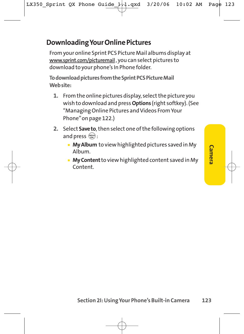 Downloadingyour online pictures | LG LGLX350 User Manual | Page 138 / 219