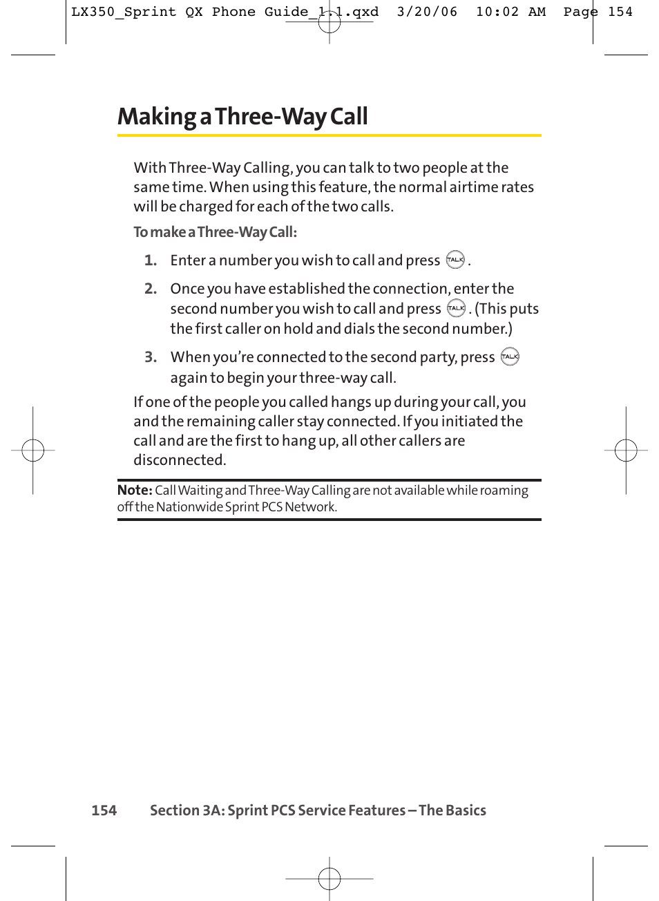 Making a three-way call | LG LGLX350 User Manual | Page 169 / 219