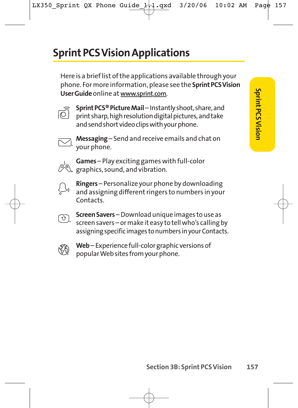 Sprint pcs vision applications | LG LGLX350 User Manual | Page 172 / 219