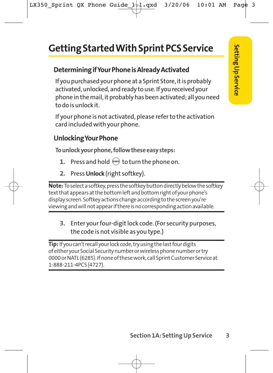 Getting started with sprint pcs service | LG LGLX350 User Manual | Page 18 / 219