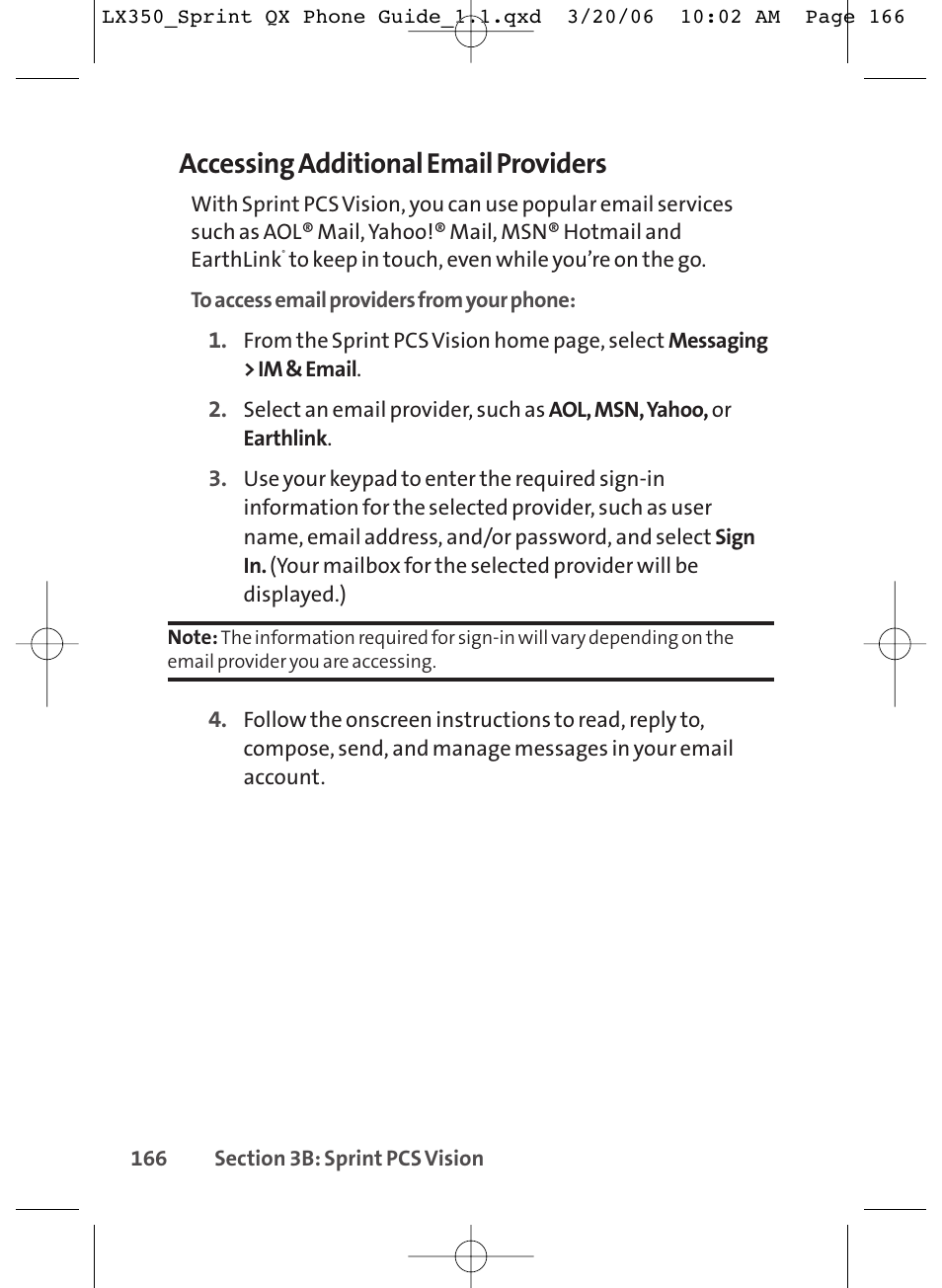 Accessing additional email providers | LG LGLX350 User Manual | Page 181 / 219