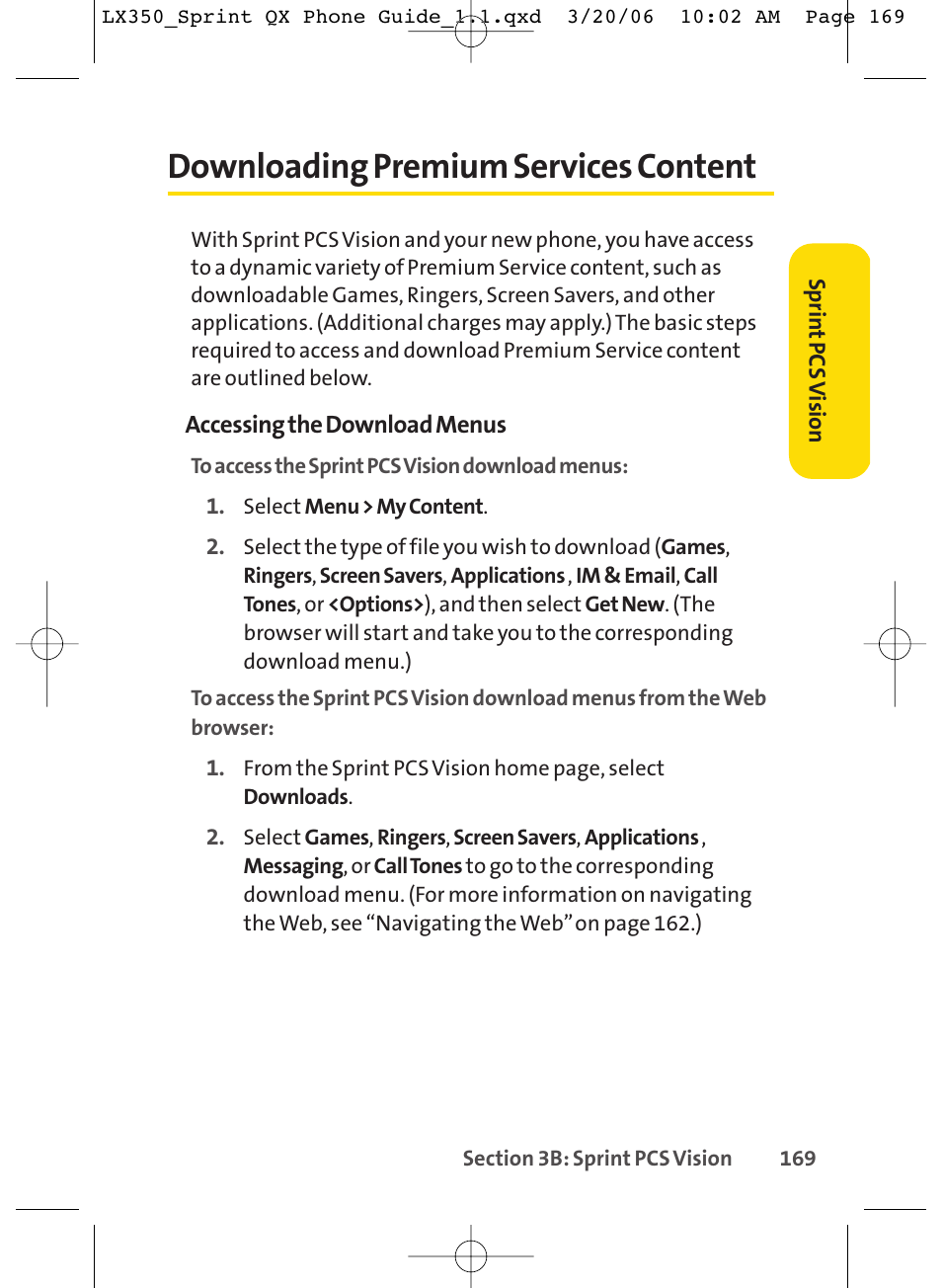 Downloading premium services content | LG LGLX350 User Manual | Page 184 / 219
