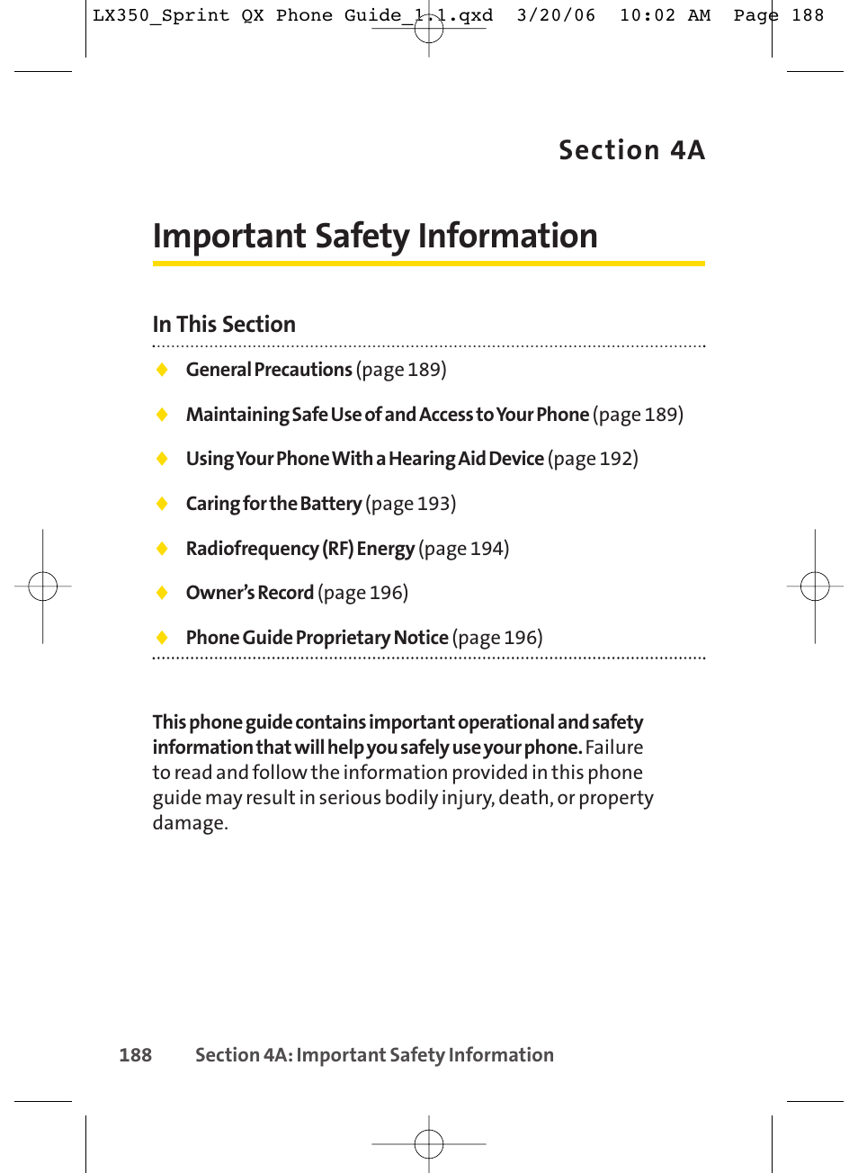 Important safety information | LG LGLX350 User Manual | Page 203 / 219