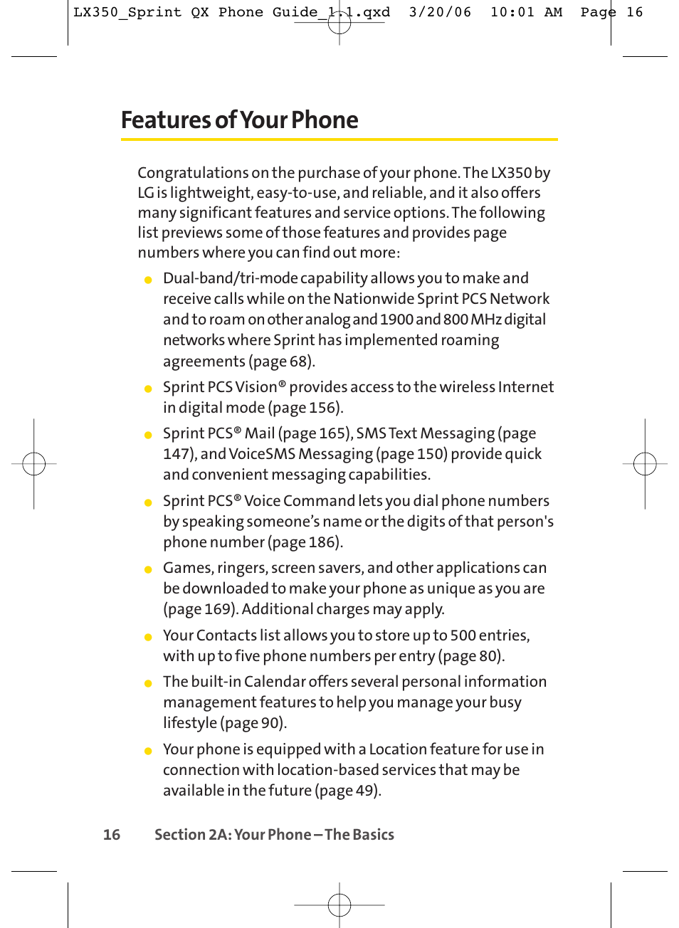 Features of your phone | LG LGLX350 User Manual | Page 31 / 219