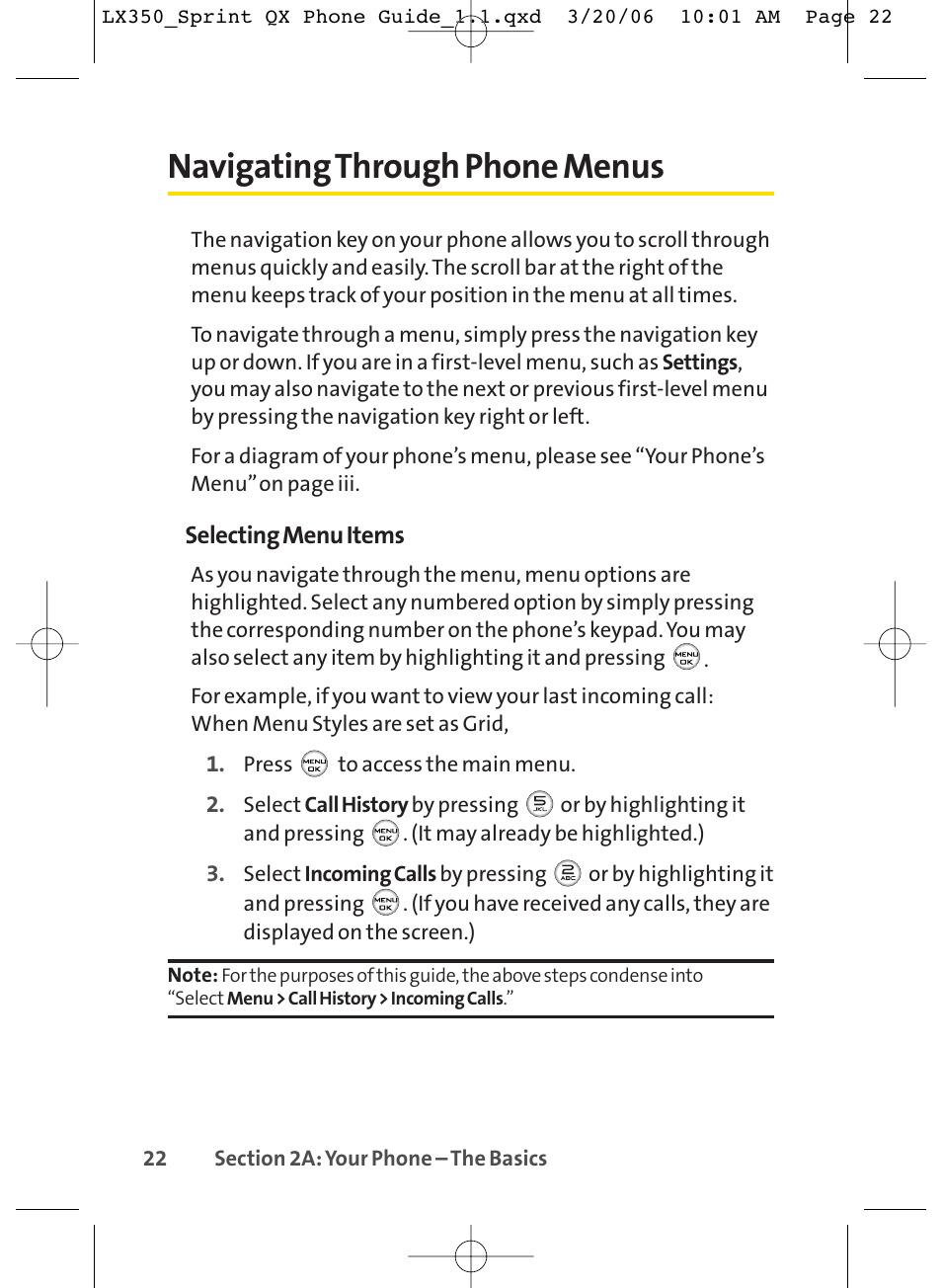 Navigating through phone menus | LG LGLX350 User Manual | Page 37 / 219
