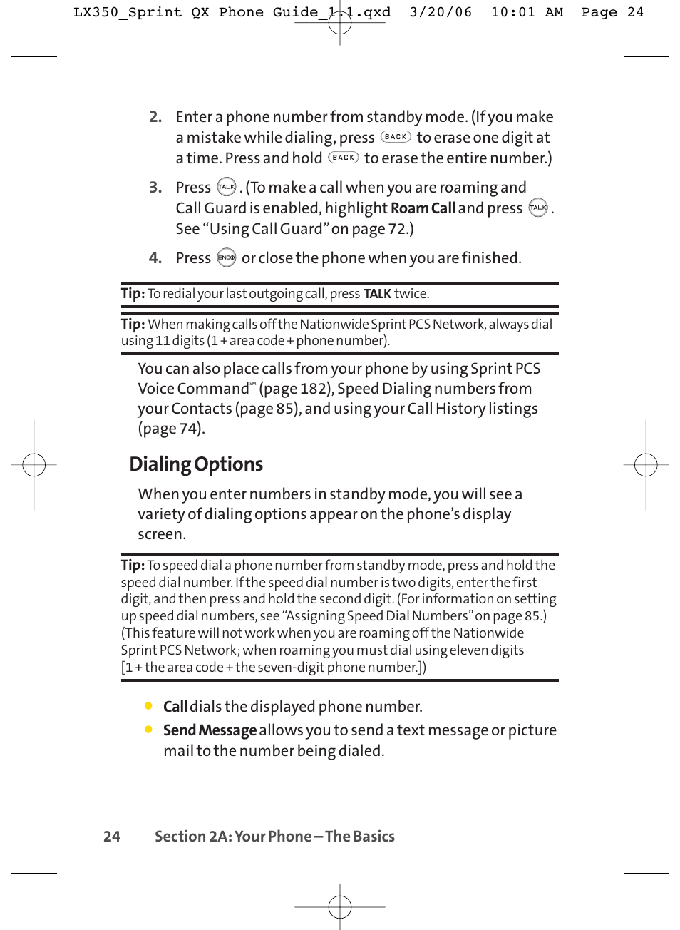 Dialing options | LG LGLX350 User Manual | Page 39 / 219