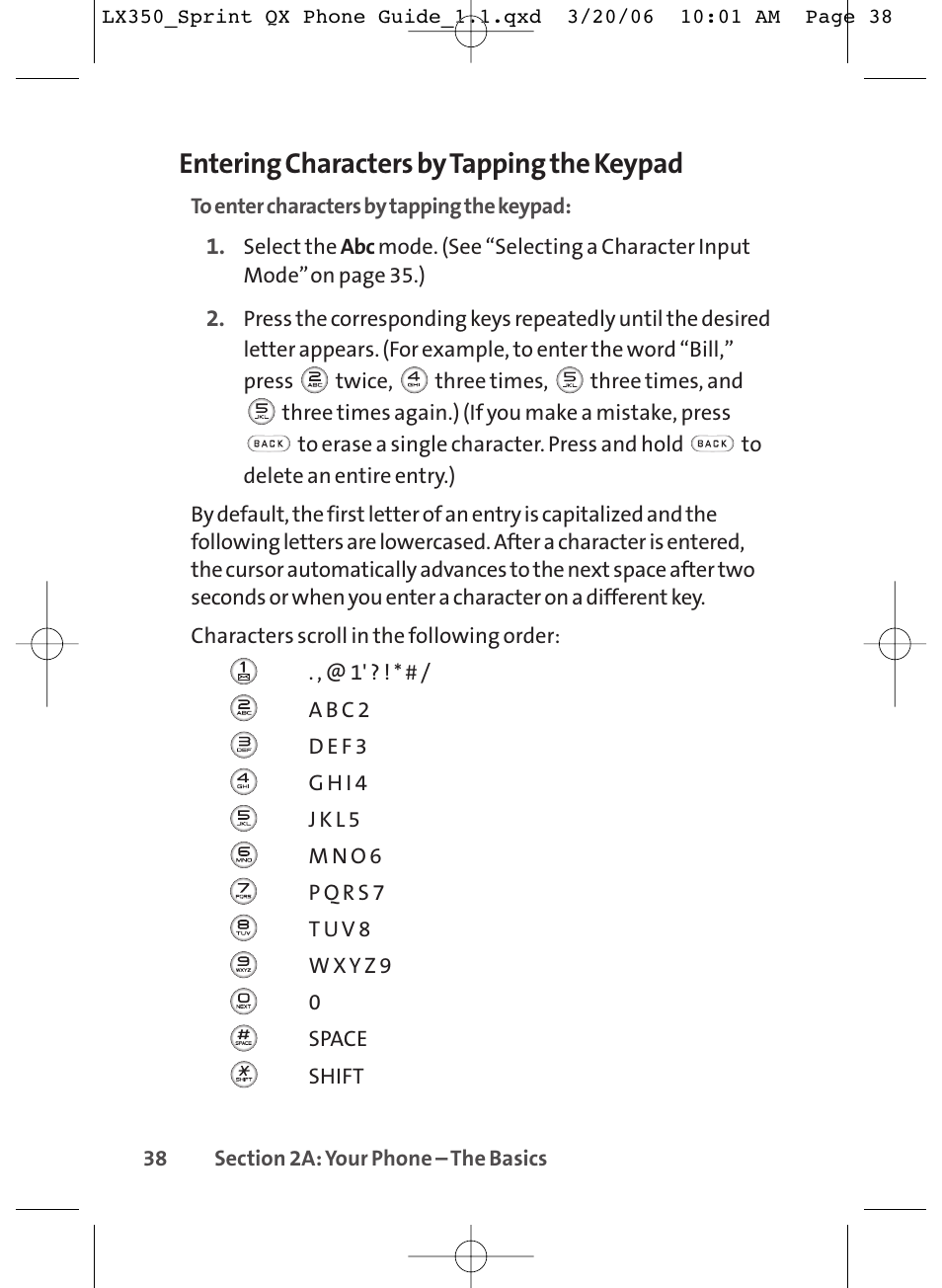 Entering characters by tapping the keypad | LG LGLX350 User Manual | Page 53 / 219