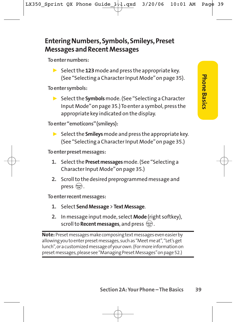 Phone basics | LG LGLX350 User Manual | Page 54 / 219