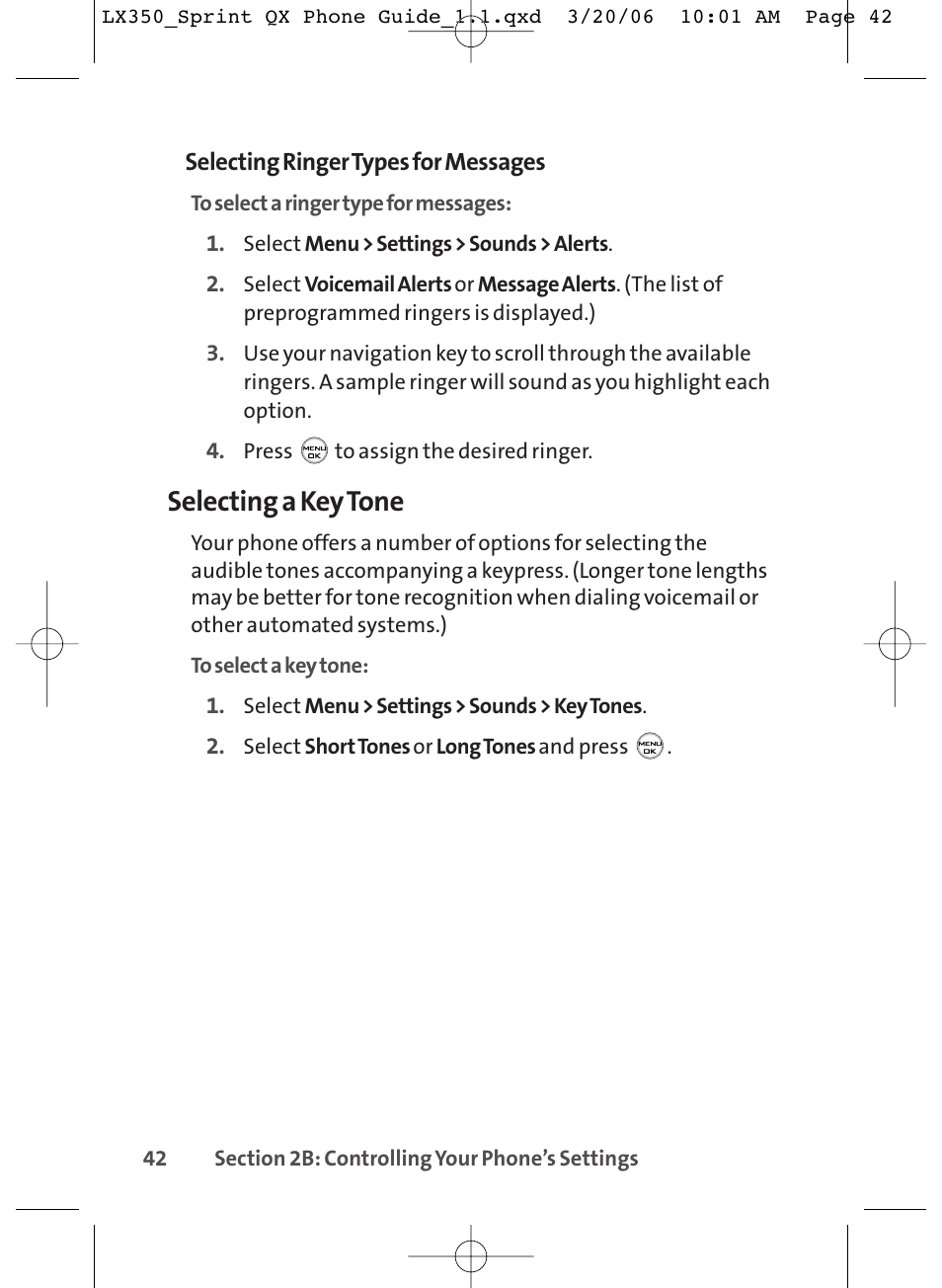 Selecting a key tone | LG LGLX350 User Manual | Page 57 / 219