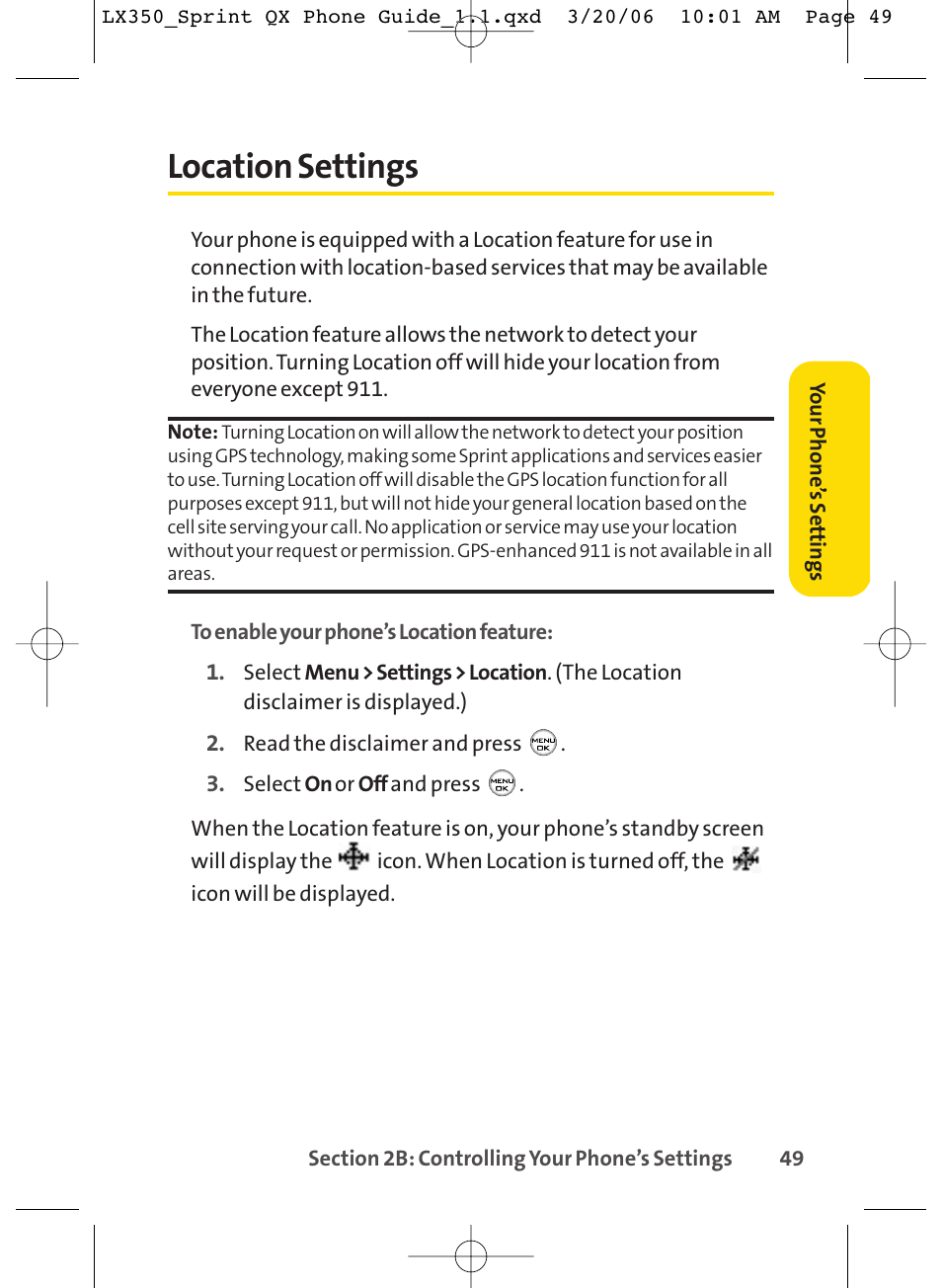 Location settings | LG LGLX350 User Manual | Page 64 / 219