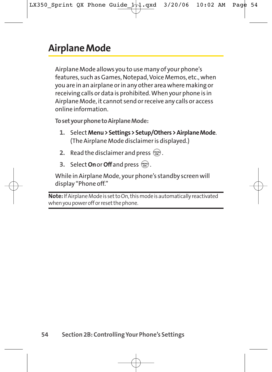 Airplane mode | LG LGLX350 User Manual | Page 69 / 219