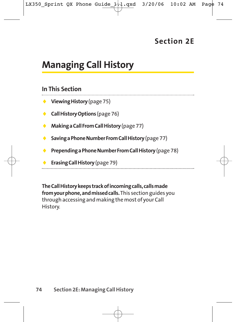 Managing call history | LG LGLX350 User Manual | Page 89 / 219