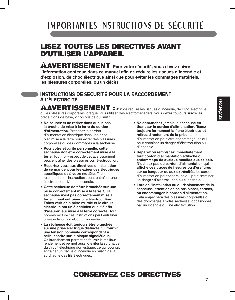 Wavertissement | LG LSDG389VS User Manual | Page 107 / 148