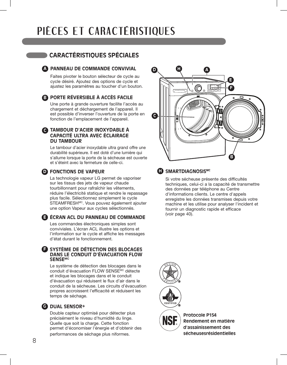 Caractéristiques spéciales | LG LSDG389VS User Manual | Page 108 / 148