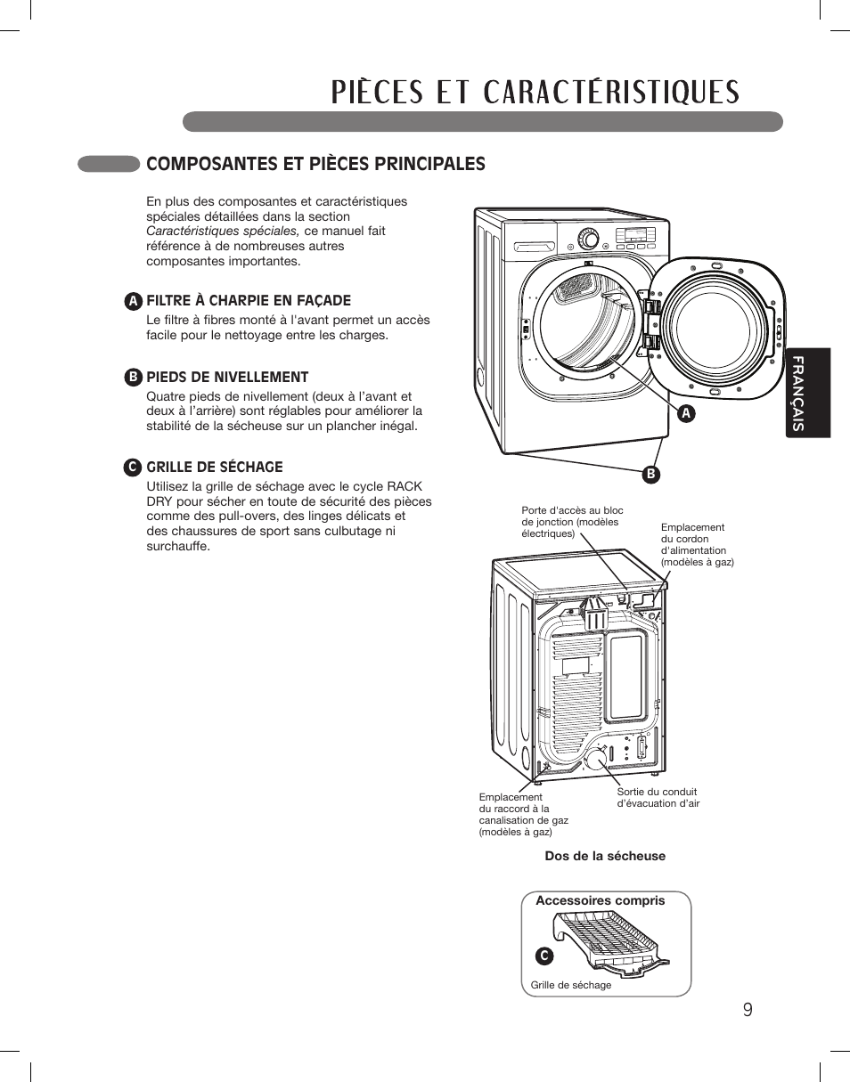 Composantes et pièces principales, Français | LG LSDG389VS User Manual | Page 109 / 148