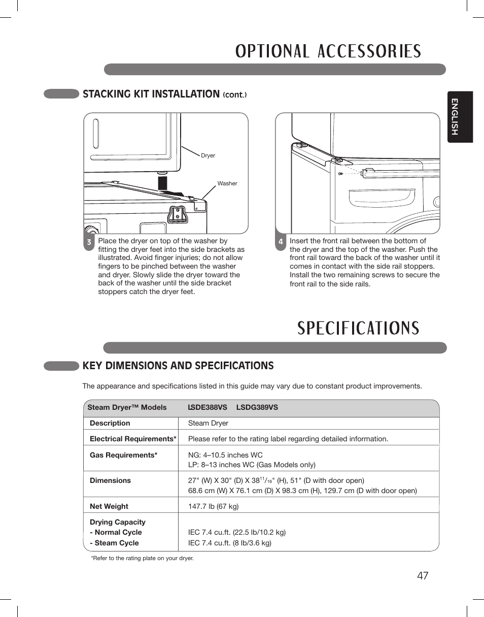 LG LSDG389VS User Manual | Page 47 / 148