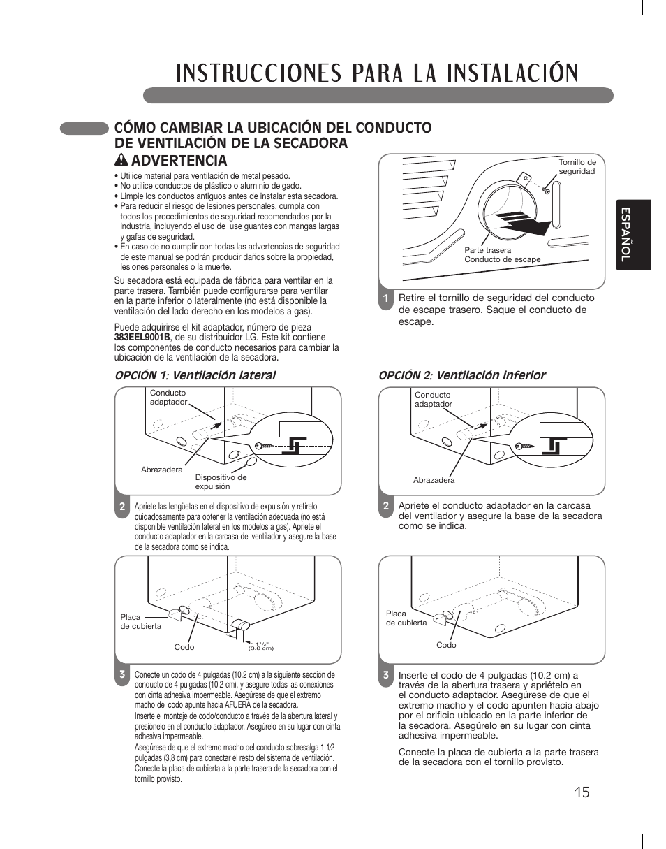 Advertencia, Esp anol | LG LSDG389VS User Manual | Page 65 / 148