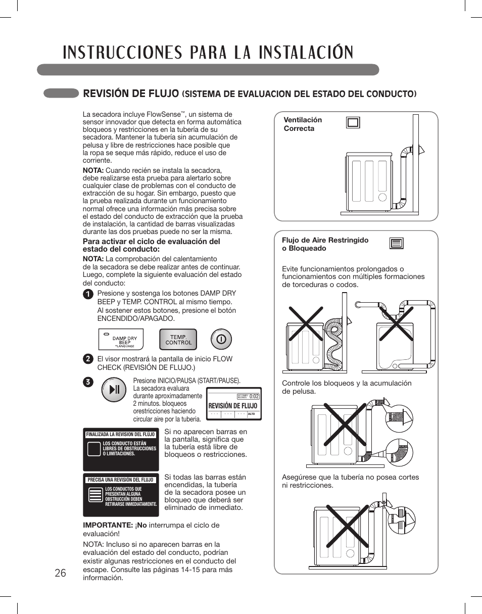 Revisión de flujo, Sistema de evaluacion del estado del conducto) | LG LSDG389VS User Manual | Page 76 / 148