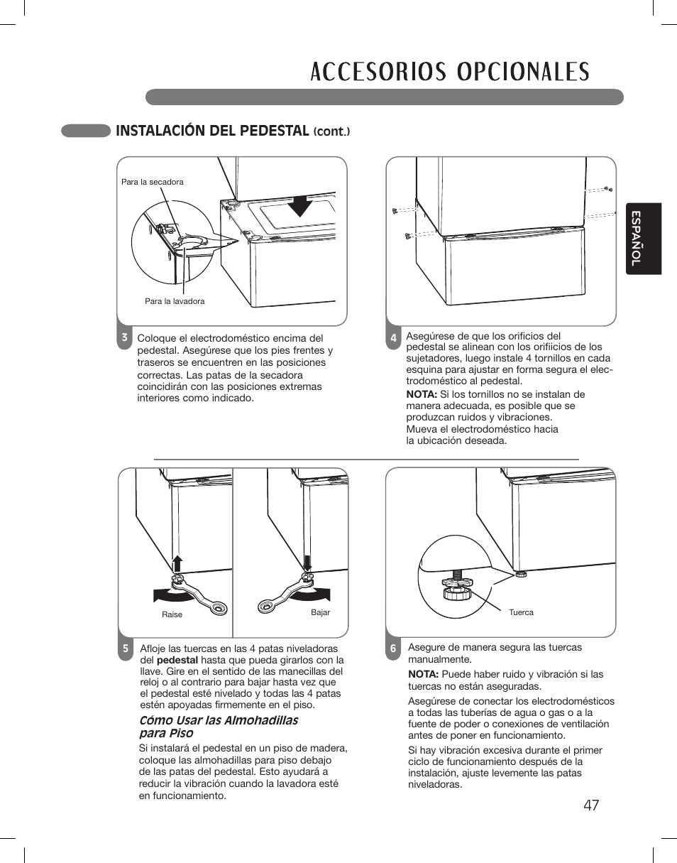 Instalación del pedestal | LG LSDG389VS User Manual | Page 97 / 148