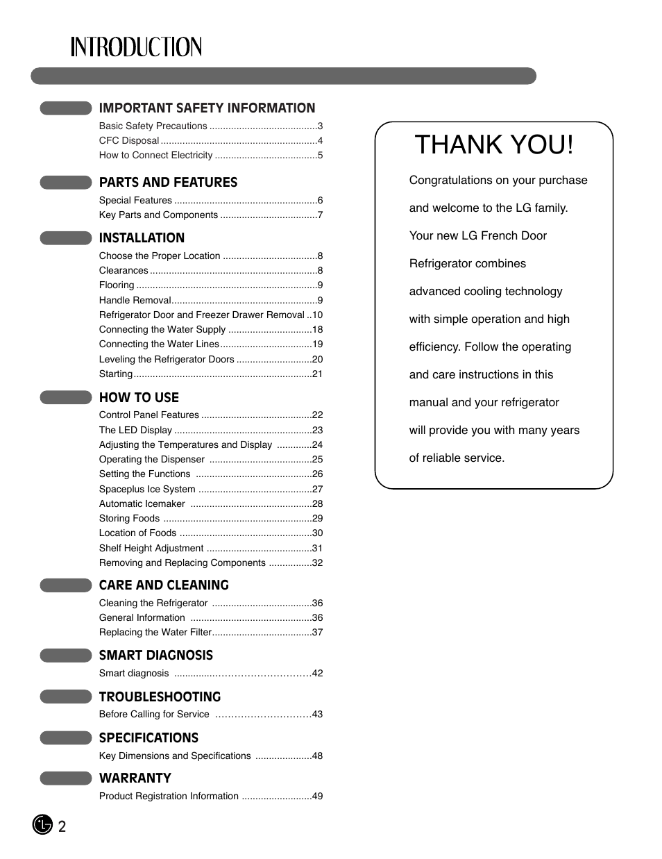 LG LMX28988SW User Manual | Page 2 / 53