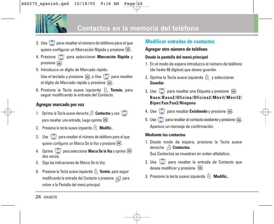 Modificar entradas de contactos | LG LGAX4270 User Manual | Page 112 / 175