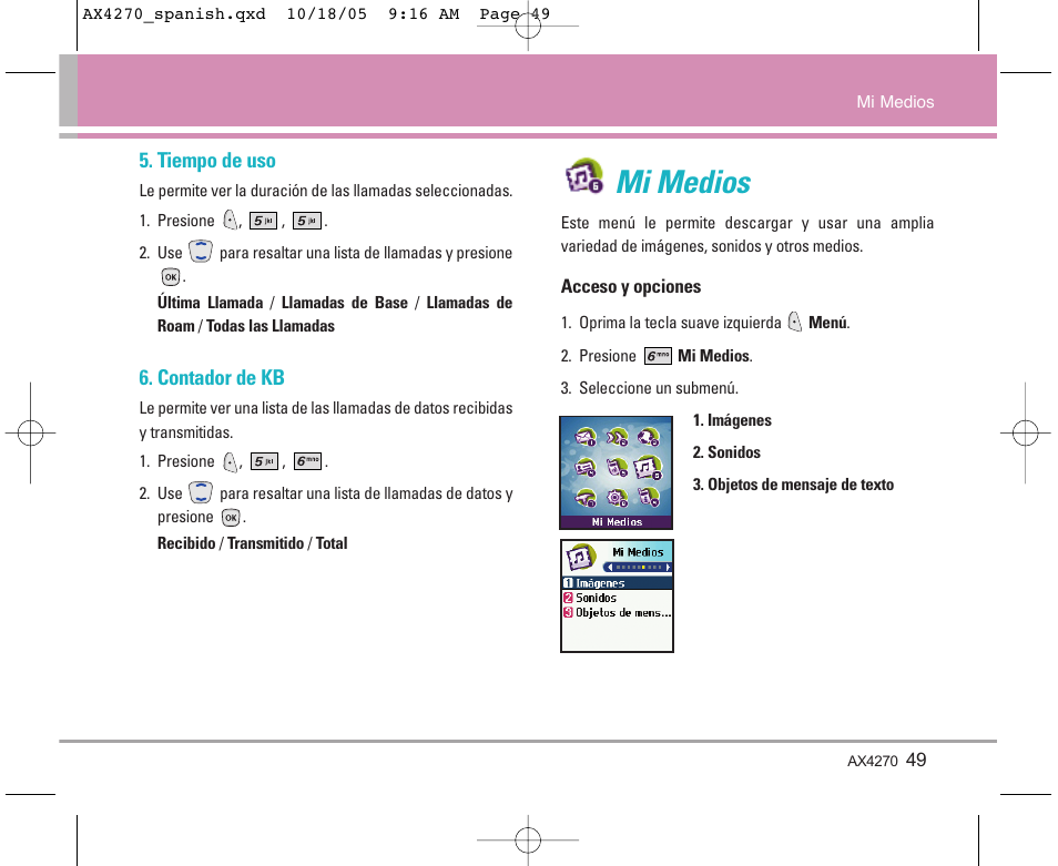 Mi medios | LG LGAX4270 User Manual | Page 137 / 175