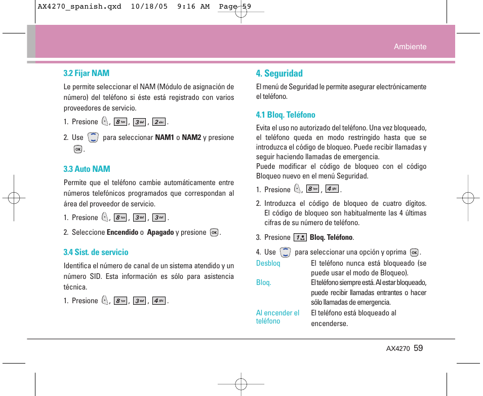 Seguridad | LG LGAX4270 User Manual | Page 147 / 175