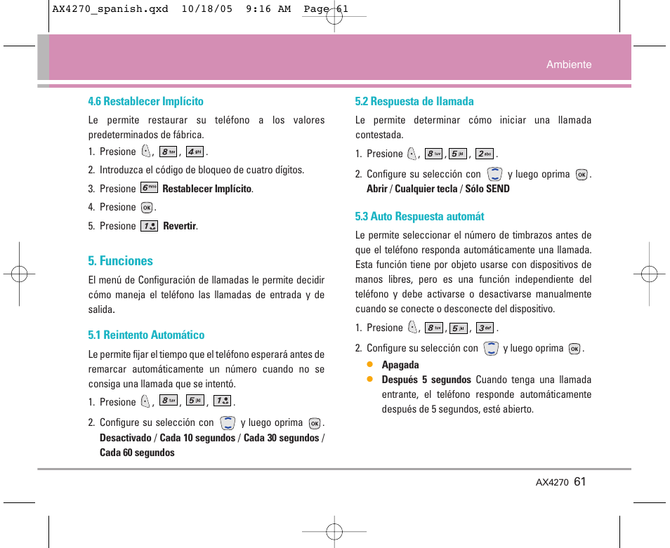 Funciones | LG LGAX4270 User Manual | Page 149 / 175