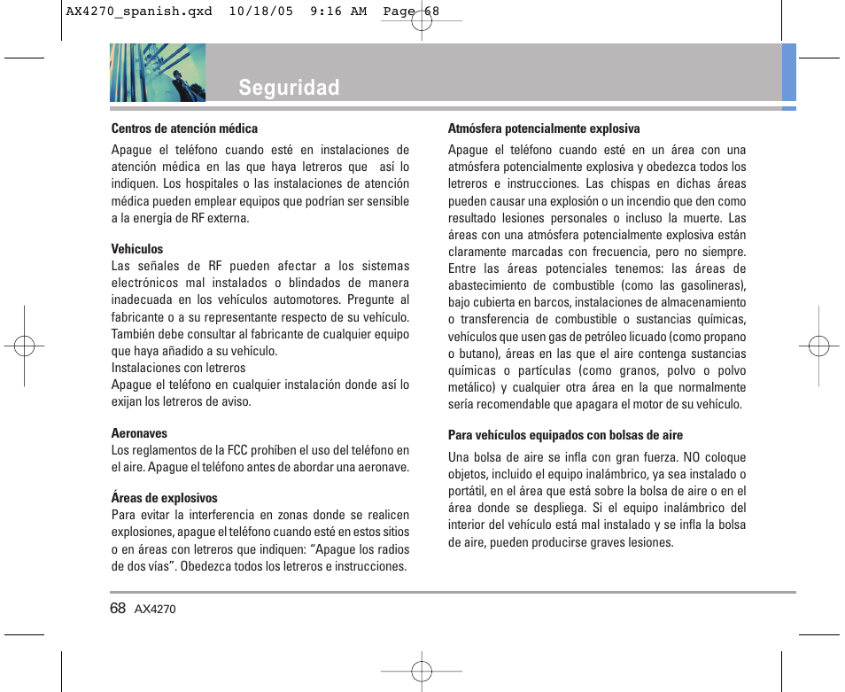 Seguridad | LG LGAX4270 User Manual | Page 156 / 175