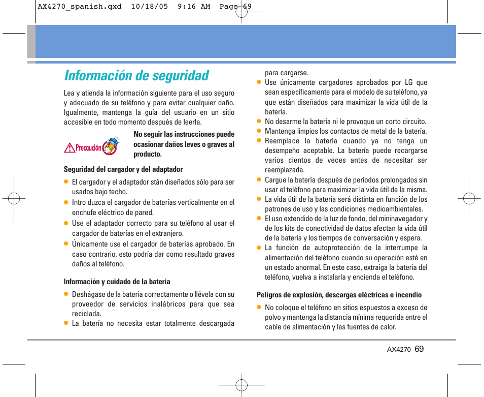 Información de seguridad | LG LGAX4270 User Manual | Page 157 / 175