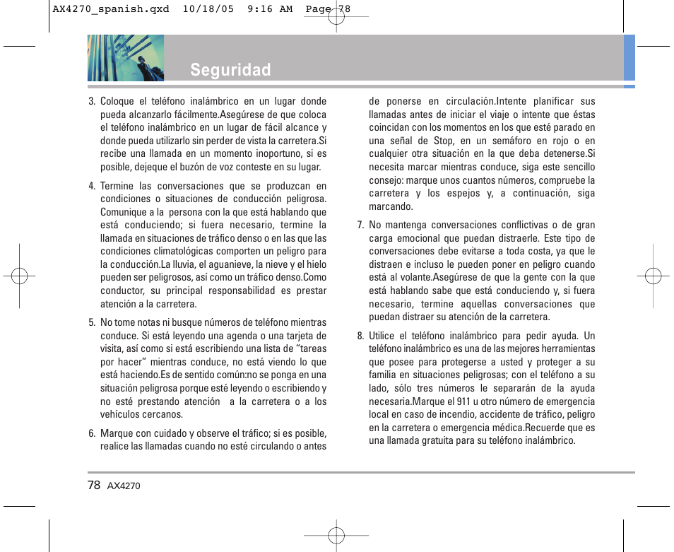 Seguridad | LG LGAX4270 User Manual | Page 166 / 175