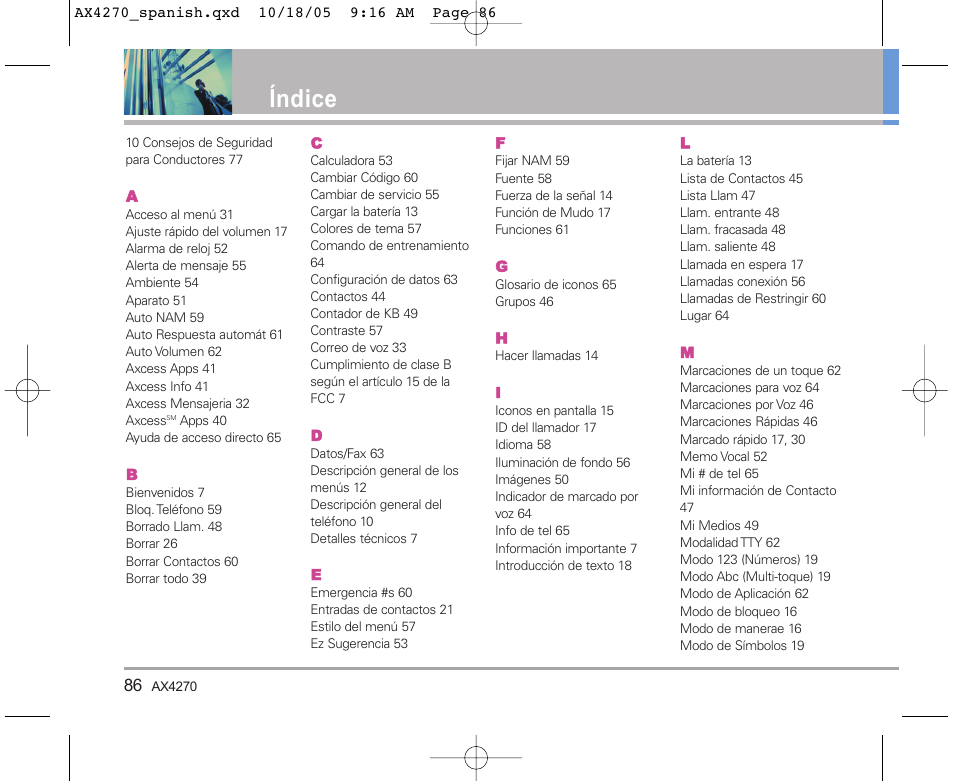 Índice | LG LGAX4270 User Manual | Page 174 / 175