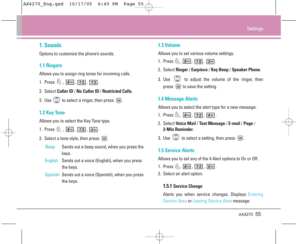 Sounds | LG LGAX4270 User Manual | Page 56 / 175