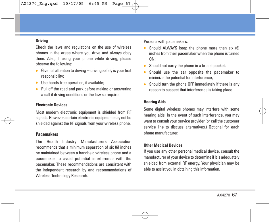 LG LGAX4270 User Manual | Page 68 / 175