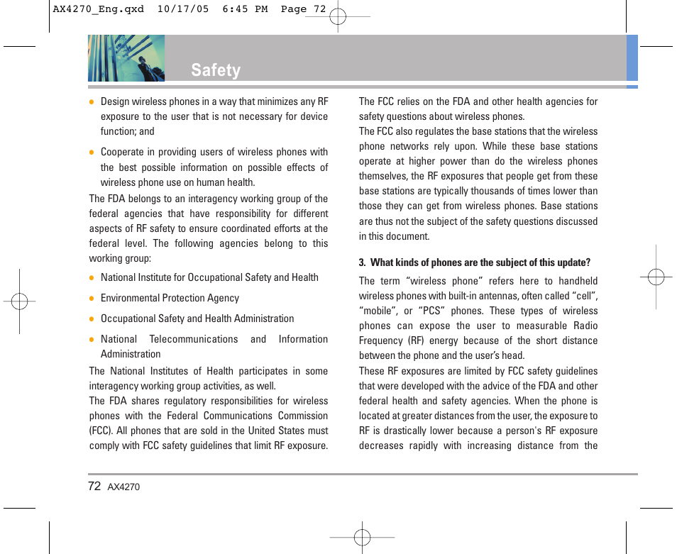 Safety | LG LGAX4270 User Manual | Page 73 / 175