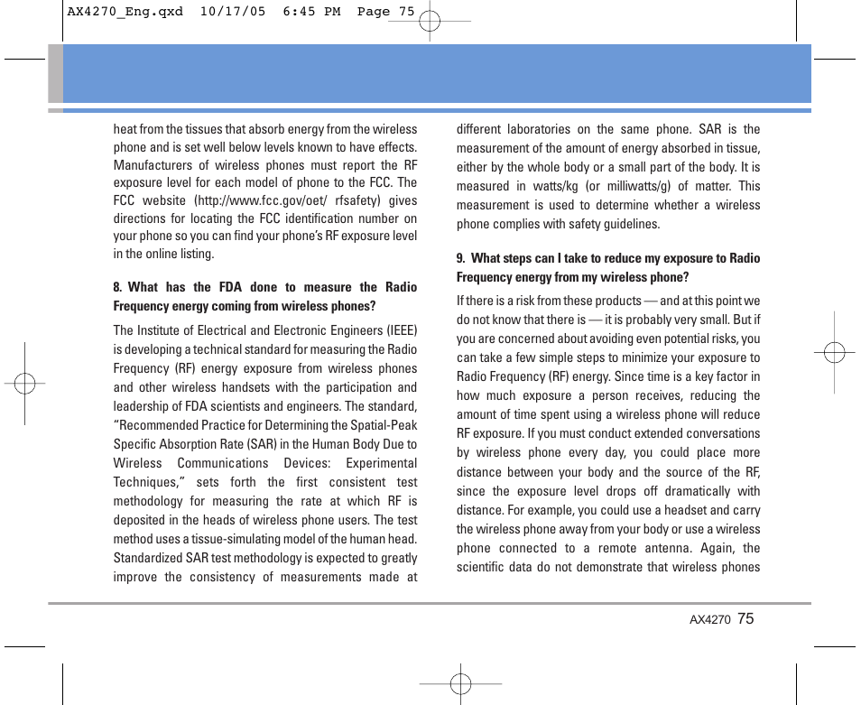 LG LGAX4270 User Manual | Page 76 / 175