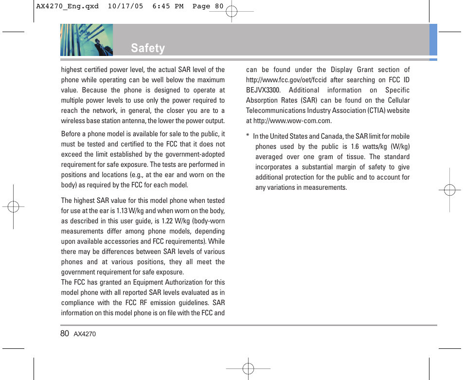 Safety | LG LGAX4270 User Manual | Page 81 / 175