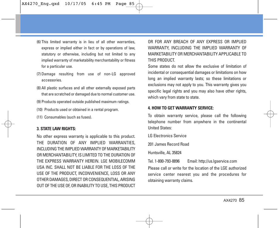 LG LGAX4270 User Manual | Page 86 / 175