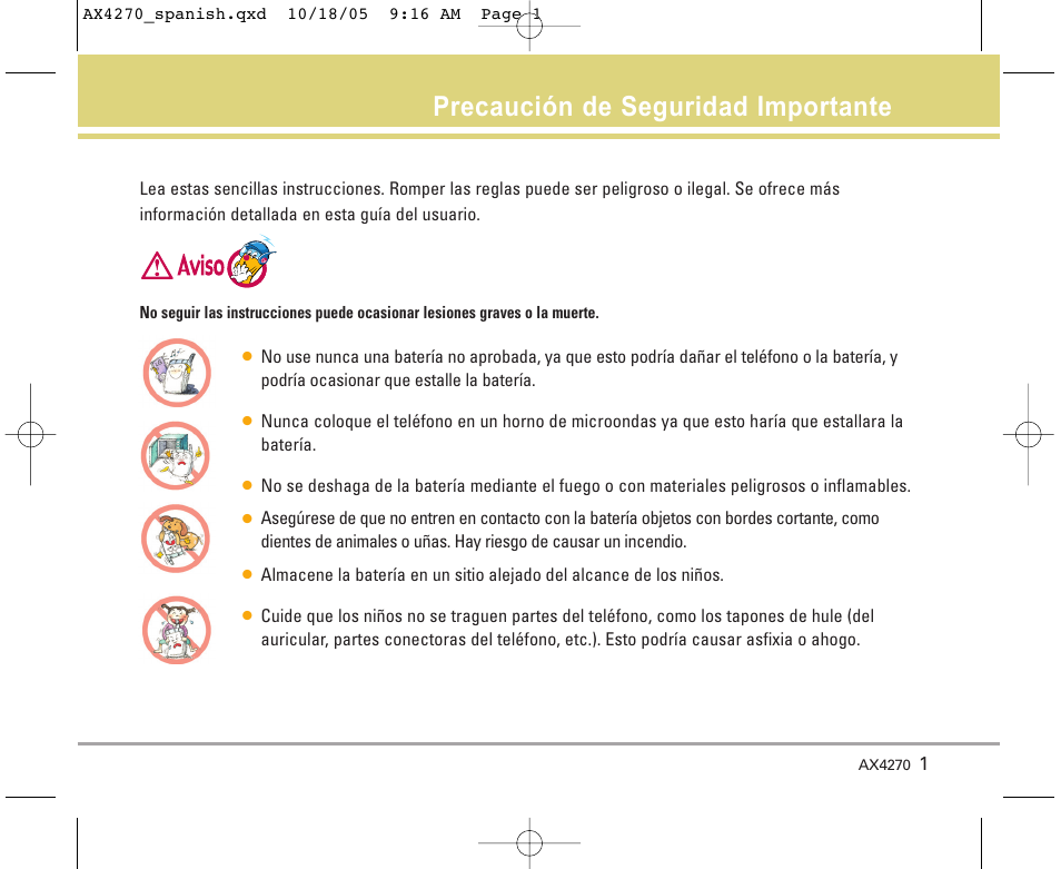 Precaución de seguridad importante | LG LGAX4270 User Manual | Page 89 / 175