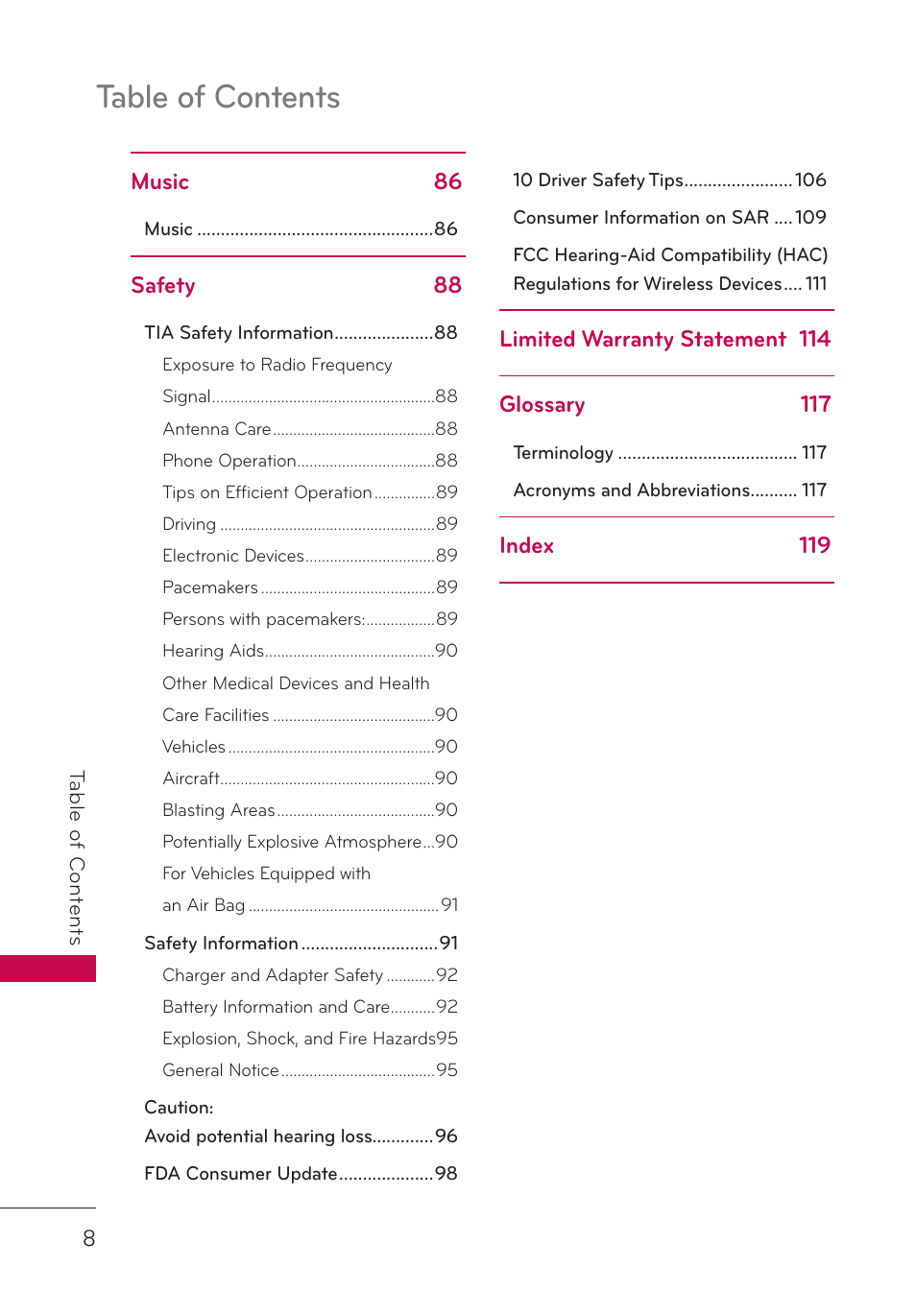 LG UN280 User Manual | Page 10 / 128