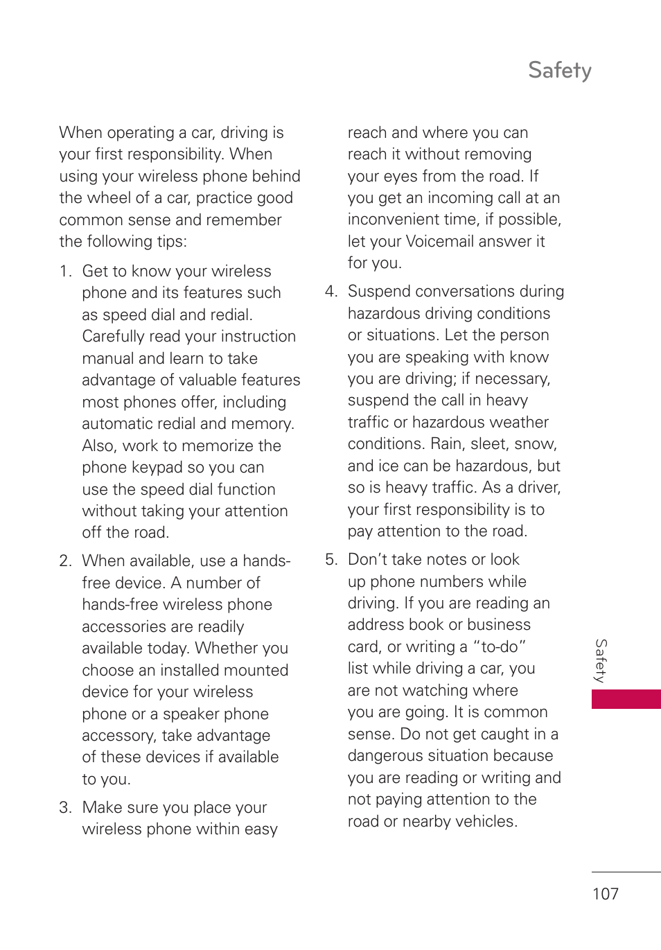 Safety | LG UN280 User Manual | Page 109 / 128
