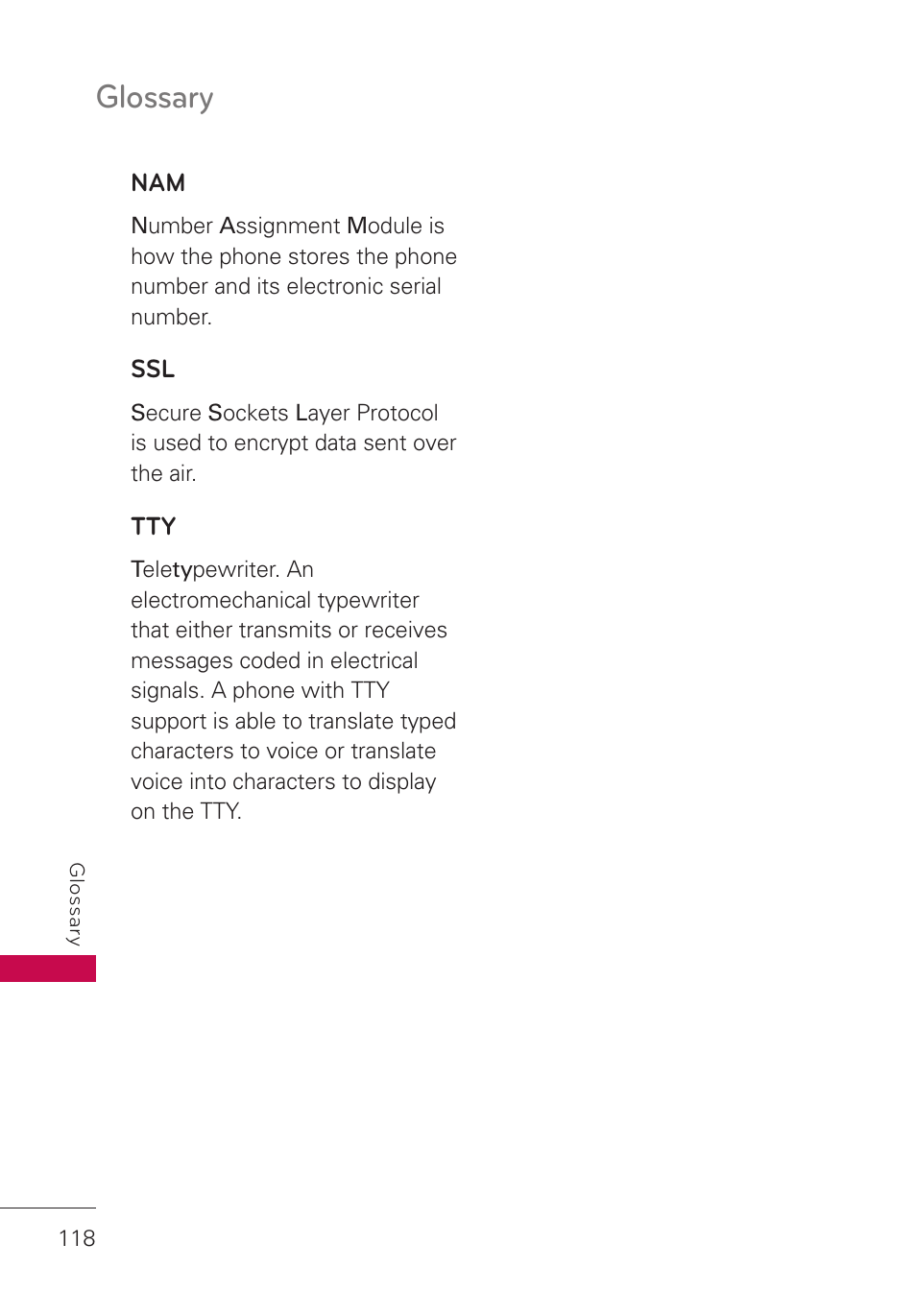 Glossary | LG UN280 User Manual | Page 120 / 128