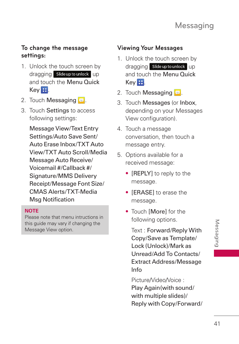 Messaging | LG UN280 User Manual | Page 43 / 128