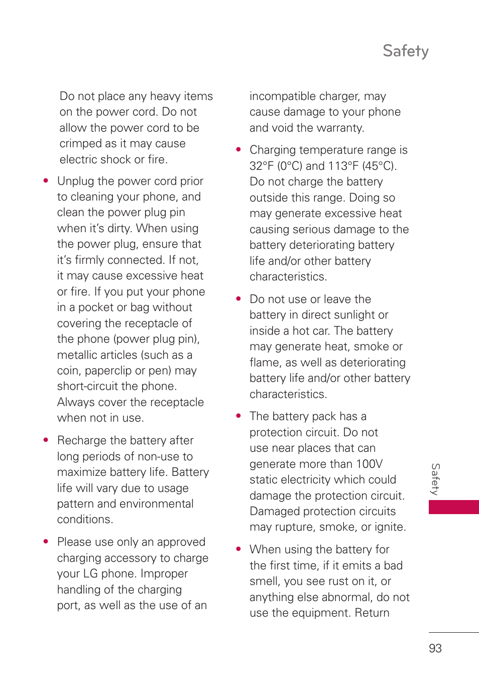 Safety | LG UN280 User Manual | Page 95 / 128