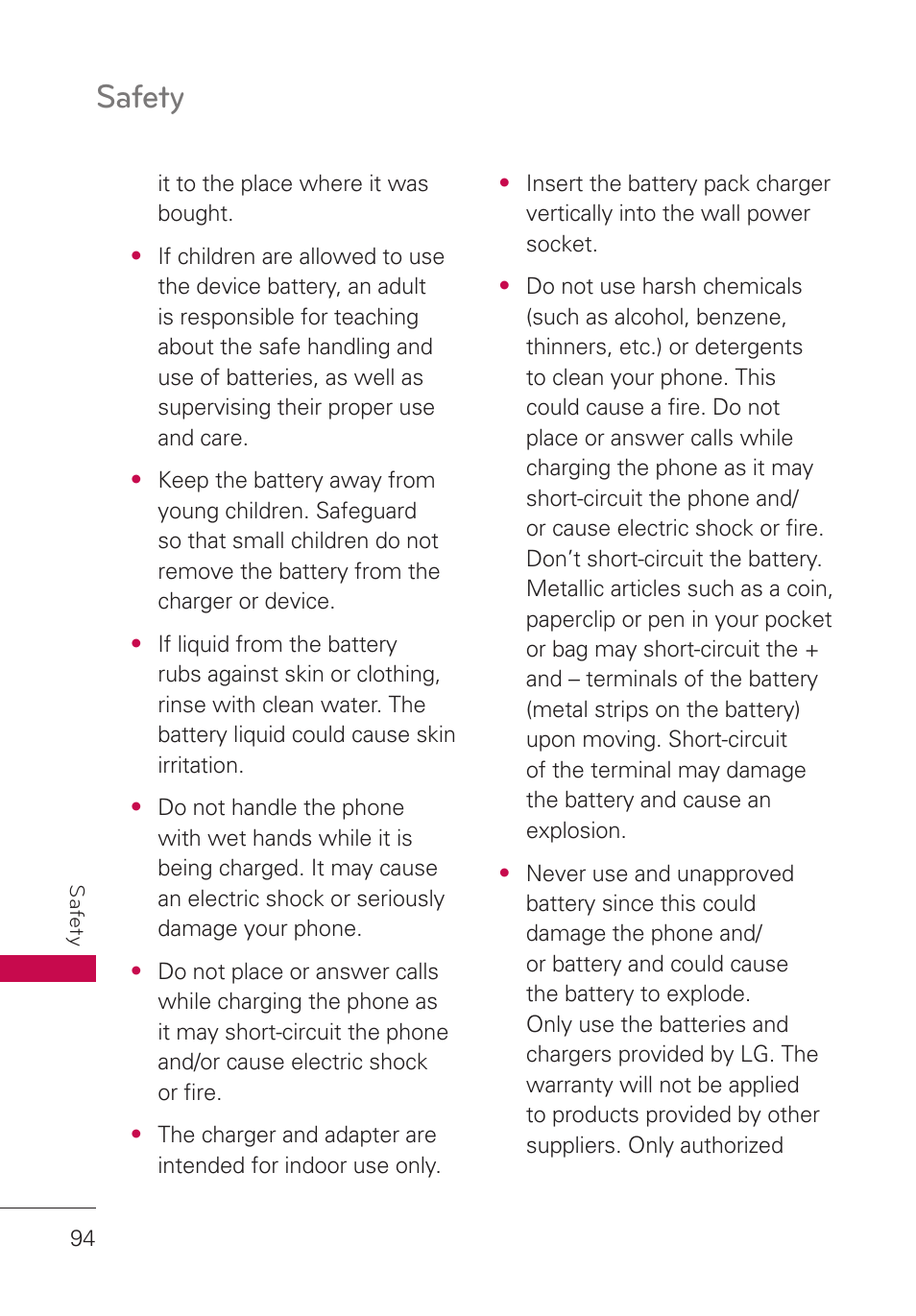 Safety | LG UN280 User Manual | Page 96 / 128