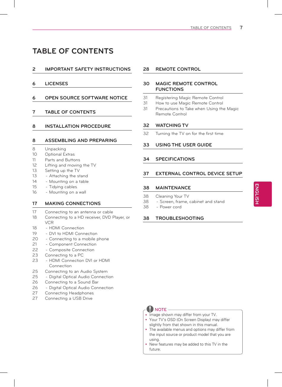 LG 39LN5700 User Manual | Page 7 / 40