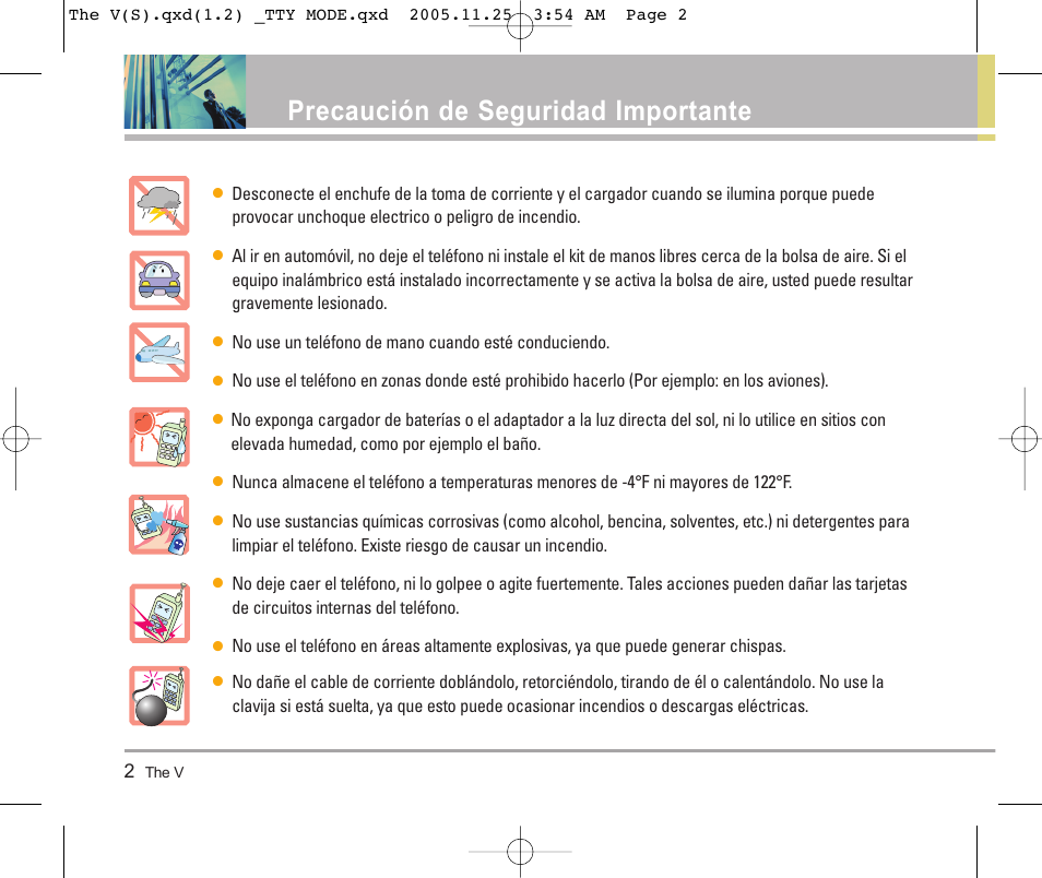 Precaución de seguridad importante | LG LGVX9800 User Manual | Page 100 / 196